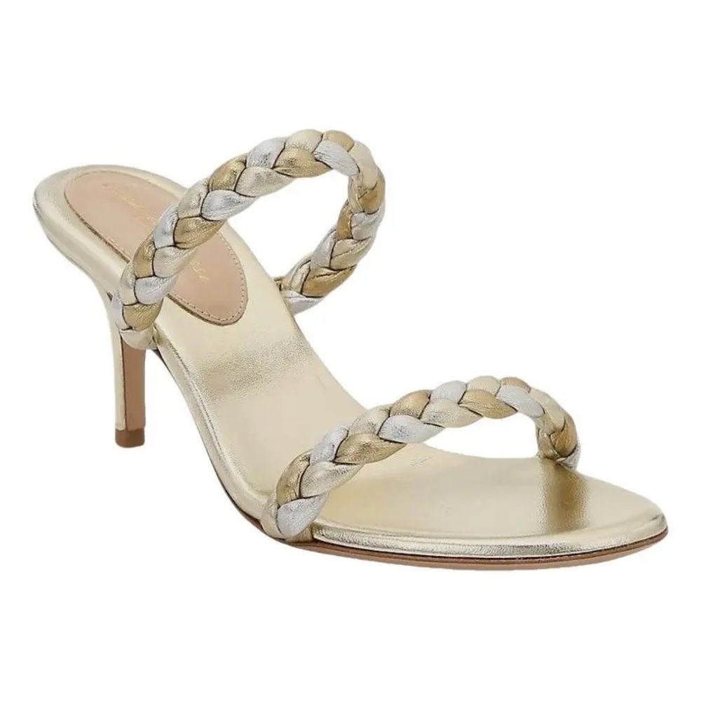 Gianvito Rossi Marley Metallic Braided Heeled Sandal 38